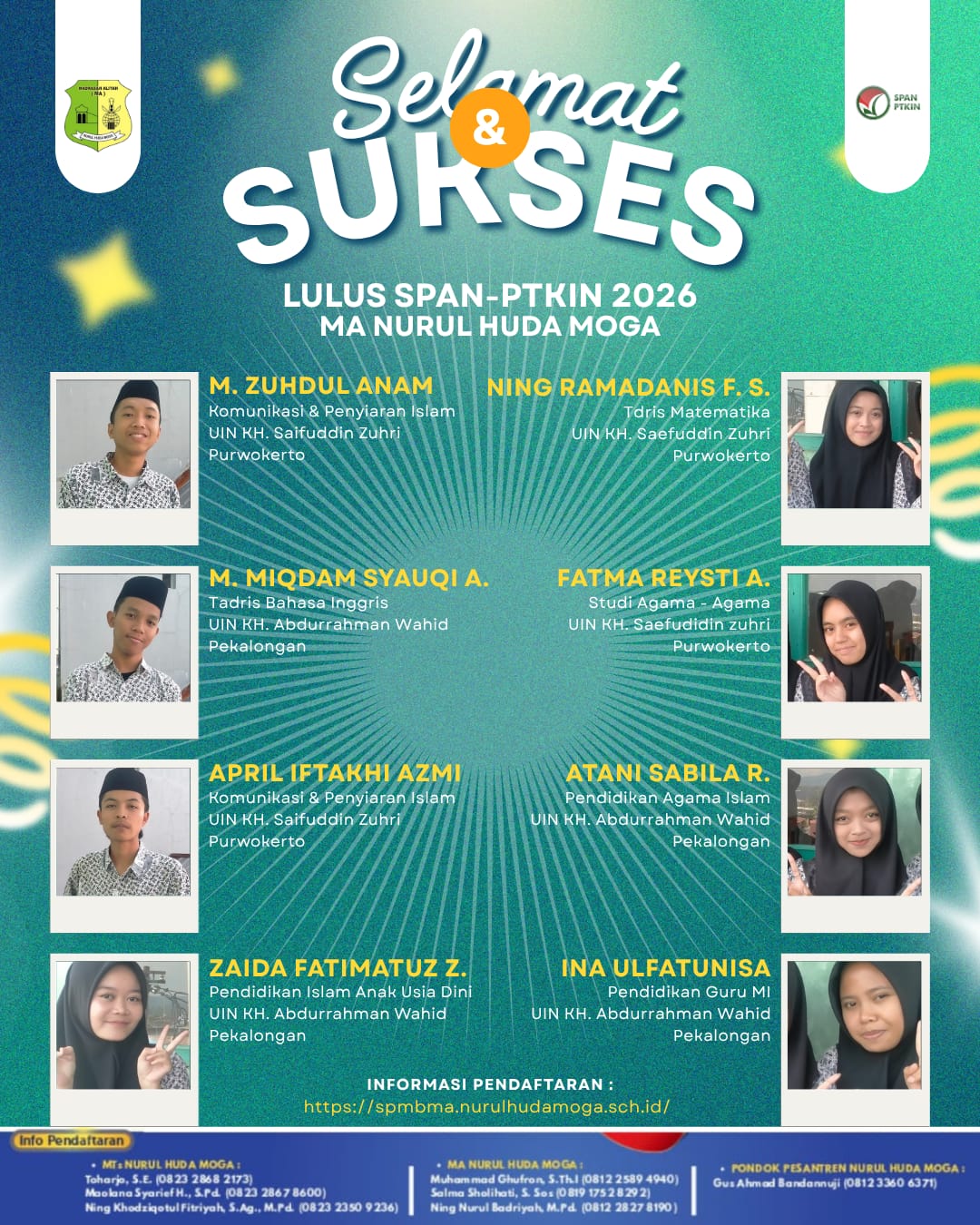 Siswa MA Nurul Huda Moga Diterima Di PTKIN 2026